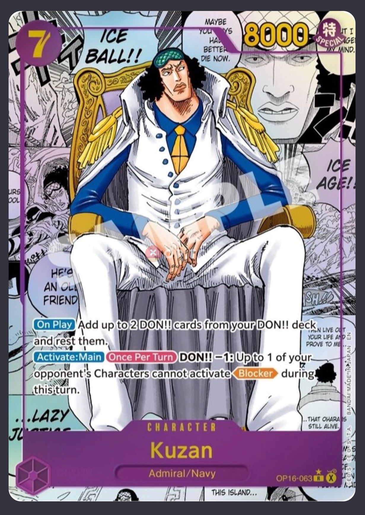 Manga Rare Kuzan OP-16 — L'Heure de la Bataille Décisive One Piece TCG